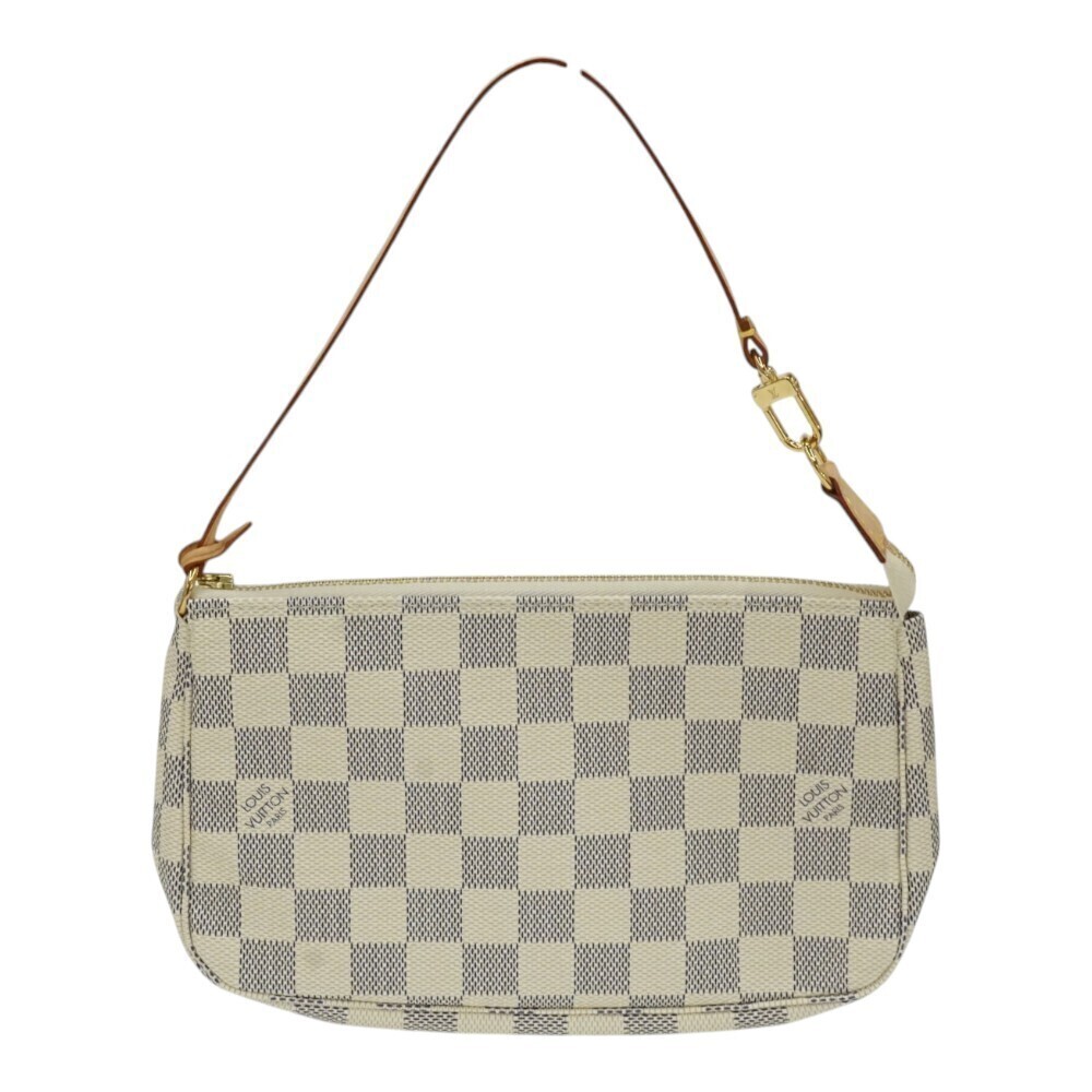 Louis Vuitton Pochette Accessoires Damier Pouch Canvas Leather Yellow Brown